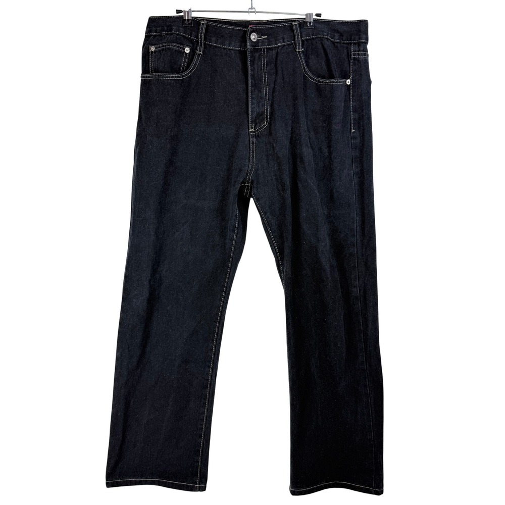 Vintage Mervyn's Jeans 36 Black Contrast Stitch Straight Leg Normcore Basic
